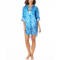 Anne Cole Floral-Print Boyfriend Shirt Cover-Up, X-Small, Blue