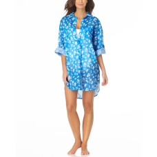 Anne Cole Floral-Print Boyfriend Shirt Cover-Up, X-Small, Blue