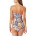  Paisley-Print Strapless One-Piece Swimsuit, Multi, 6