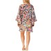  Printed Flounce-Hem Tunic Cover-Up, 18, Multicolor