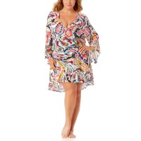 Anne Cole Printed Flounce-Hem Tunic Cover-Up, 18, Multicolor