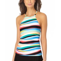 Anne Cole Printed High-Neck Tankini Top, MULTI/COLOR, Small