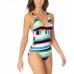  Striped One-Piece Swimsuit Women’s Swimsuit, Multi, 8