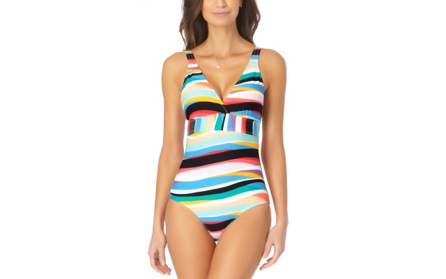  Striped One-Piece Swimsuit Women’s Swimsuit, Multi, 8