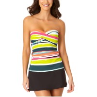Anne Cole Twist Bandeau Tankini Top Women’s Swimsuit, Multicolor, X-Small