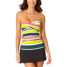 Anne Cole Twist Bandeau Tankini Top Women’s Swimsuit, Multicolor, X-Small