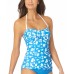  Twist-Front Lace-Back Tankini Top Women’s Swimsuit, Blue, L