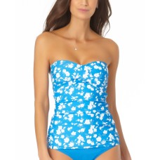 Anne Cole Twist-Front Lace-Back Tankini Top Women’s Swimsuit, Blue, Medium