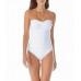  Twist-Front Ruched One-Piece Swimsuit Women Swimsuit, White, 10
