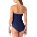  Twist-Front Ruched One-Piece Swimsuit Women Swimsuit, Navy, 10