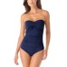  Twist-Front Ruched One-Piece Swimsuit Women Swimsuit, Navy, 10