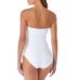  Twist-Front Ruched One-Piece Swimsuit Women’s Swimsuit, White,14