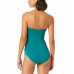  Twist-Front Ruched One-Piece Swimsuit, 6, Green