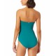  Twist-Front Ruched One-Piece Swimsuit, 6, Green