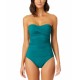 Twist-Front Ruched One-Piece Swimsuit, 6, Green