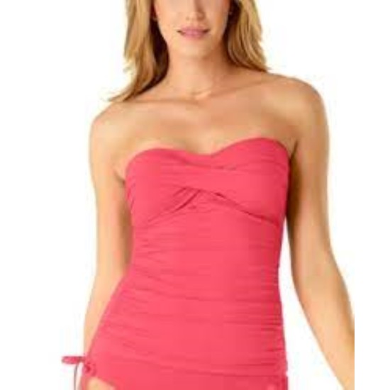  Twist-front Ruched Tankini Top, Sorbet, X-Small