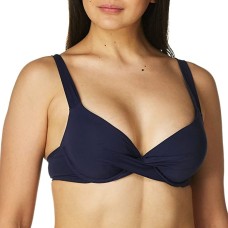 Anne Cole Twist-Front Underwire Bikini Top, Navy, 36B/34C