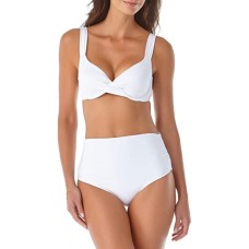 Anne Cole Twist-Front Underwire Bikini Top, White, 34C/36B