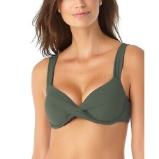 Anne Cole Twist-Front Underwire Bikini Top Women’s Swimsuit, Green, 36D