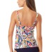  Watercolor Paisley Underwire Twist-Front Tankini Top, 34D, Multicolor