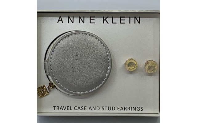  Gold-Tone Faceted Stone Stud, Gold