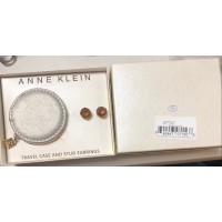 Anne Klein Gold-Tone Honey Round Stone Stud Earrings, Honey