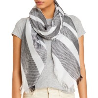 AQUA Ischia Striped Scarf, Gray