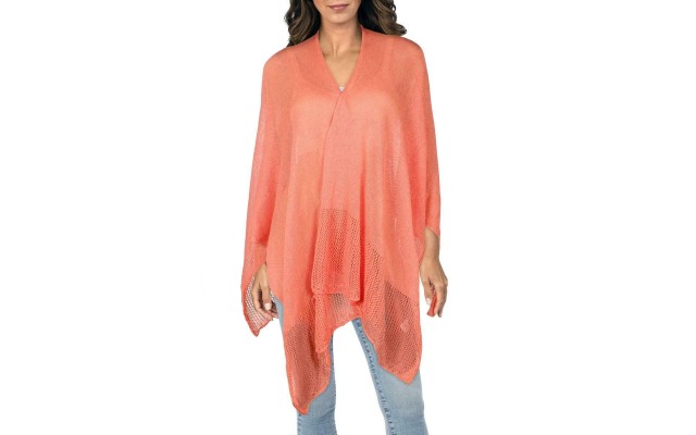  Womens Knit Layering Poncho Sweater, Pink