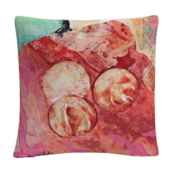  Pat Saunders-White 3 Circles Abstract Red Industrial Decorative Pillow, 16″ x 16″, Red