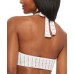  Crochet Long-Line Bikini Top, Small, Light Beige