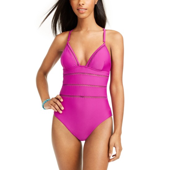  Cross-Back One-Piece Swimsuit, X-Small, Pink