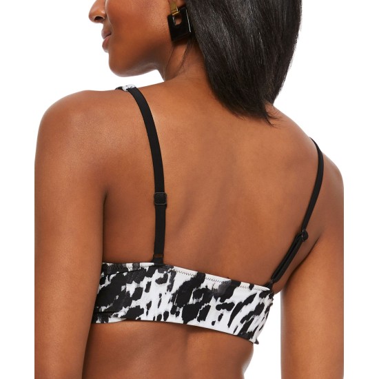  Heat Wave Drawstring Bikini Top, Black, S