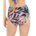  Hidden Jungle Printed High-Waist Bikini Bottoms, Black