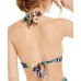  Hidden Jungle Printed Keyhole Halter Bikini Top, Black, XL