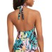  Hidden Jungle Printed Ruffled Halter Tankini Top, X-Small, Multicolor