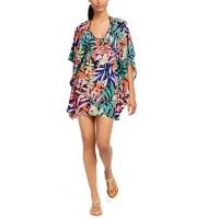Bar III Hidden Jungle Printed Tunic Cover-Up, MULTI/COLOR, Medium