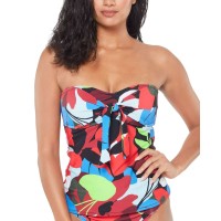 Bar Iii Knot-Front Bandeau Tankini Top,  Women’s Swimsuit, Multi, X-Large