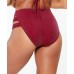  Shimmer Strappy-Leg High-Rise Bikini Bottoms,Blackberry,Medium