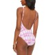  Summer Stripes Plunge One-Piece Swimsuit, Pink, Large