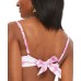  Summer Stripes V-Wire Bikini Top, Pink, Large