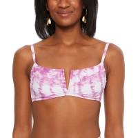 Bar III Summer Stripes V-Wire Bikini Top, Pink, Large