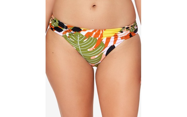  Tropical-Print Ruched Bikini Bottoms, MULTI/COLOR, X-Small