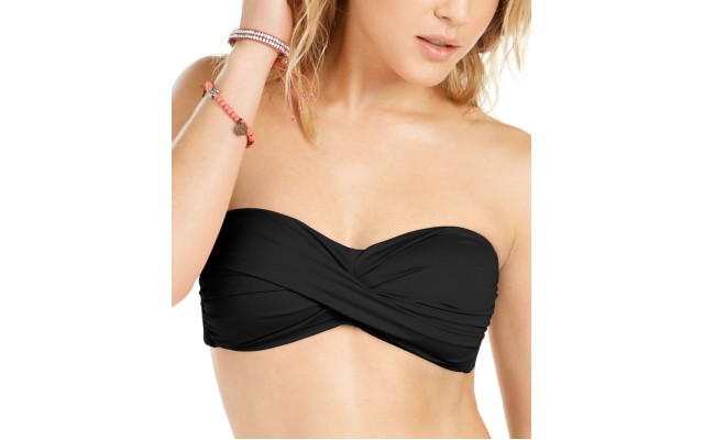  Twist Bandeau Bikini Top, Black, XL