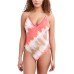 BCBGeneration Tie-Dyed One-Piece Swimsuit Women’s Swimsuit, Coral, Medium