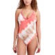 BCBGeneration Tie-Dyed One-Piece Swimsuit Women’s Swimsuit, Coral, Medium