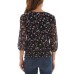  Juniors’ Floral-Print Smocked Top, Black, Small