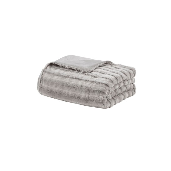 Beautyres Duke Faux Fur Weighted Blanket, Grey, 60×70