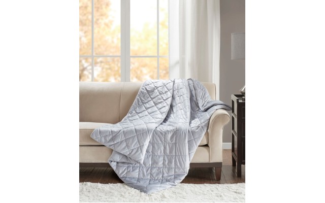  Luxury Quilted Mink Weighted Blanket, 60×70, Grey