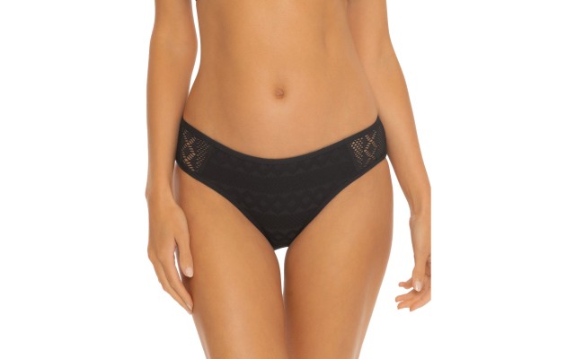  Colorplay Crochet Hipster Bikini Bottoms Women’s Swimsuit, Black, Medium