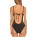  Crochet One-Piece Swimsuit, Black,Small